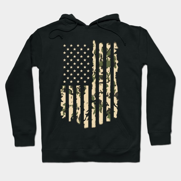 Camo American Flag Hoodie by SimpliPrinter